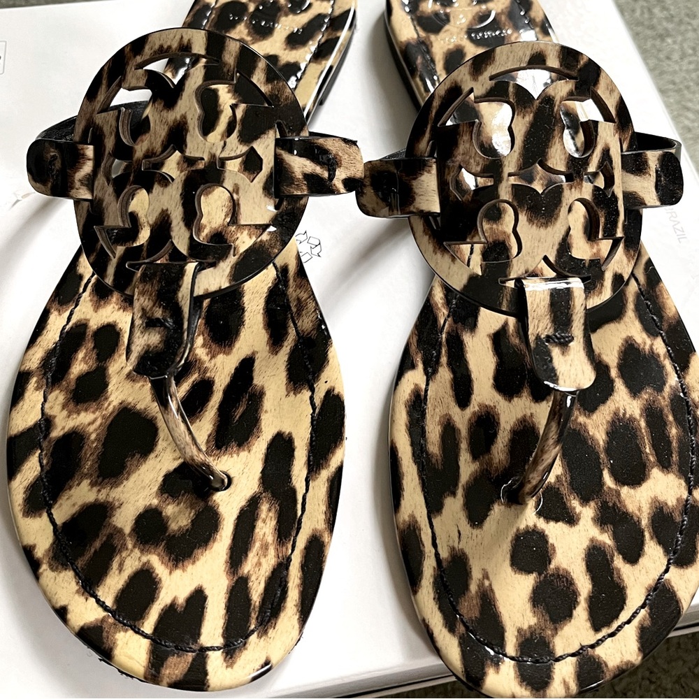 Tory Burch Miller Patent Leather Leopard Sandals